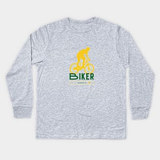 Norfolk Biker Yellow and Green Kids Long Sleeve T-Shirt